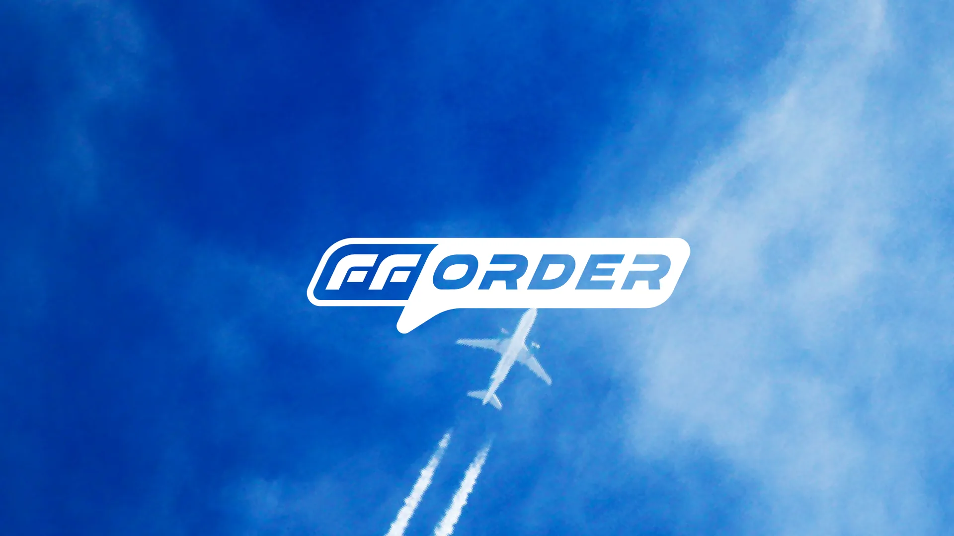 fforder 气泡标志叠在蓝天航迹上,设计效果图