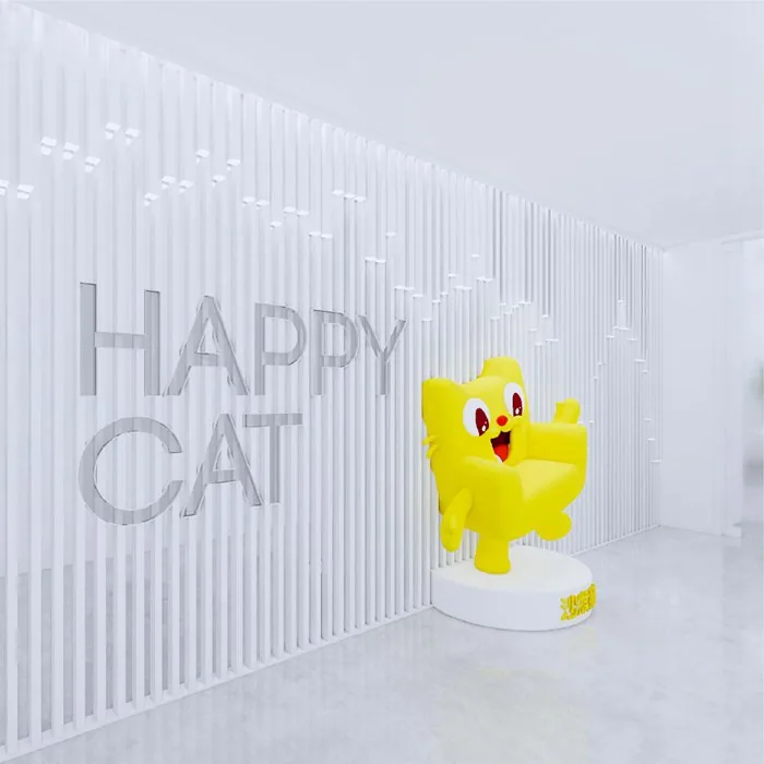 沙发猫办公空间与文化墙,设计效果图